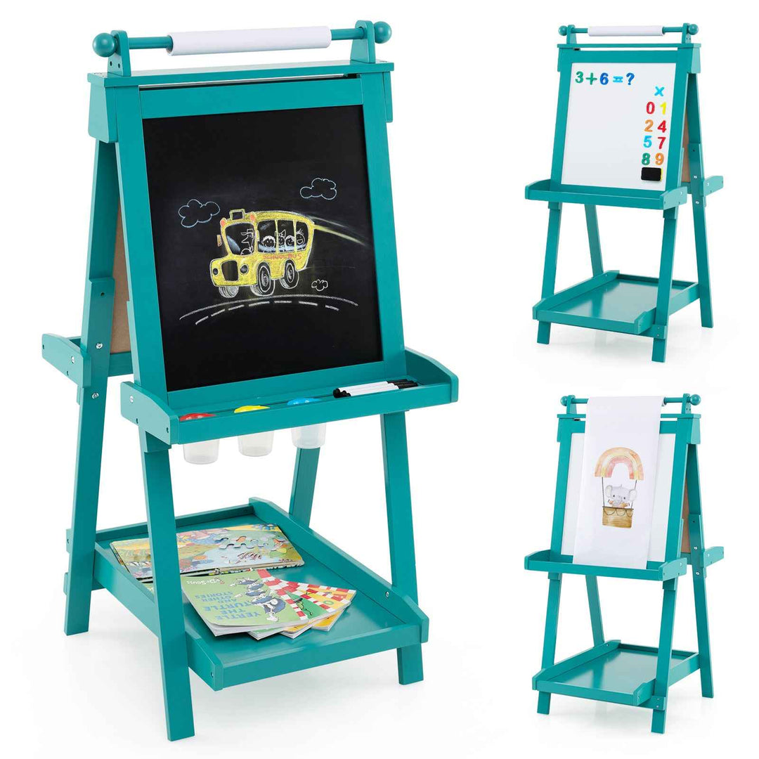 3-in-1 Double-sided Foldable Art Easel for Kids with Multiple Creative Surfaces