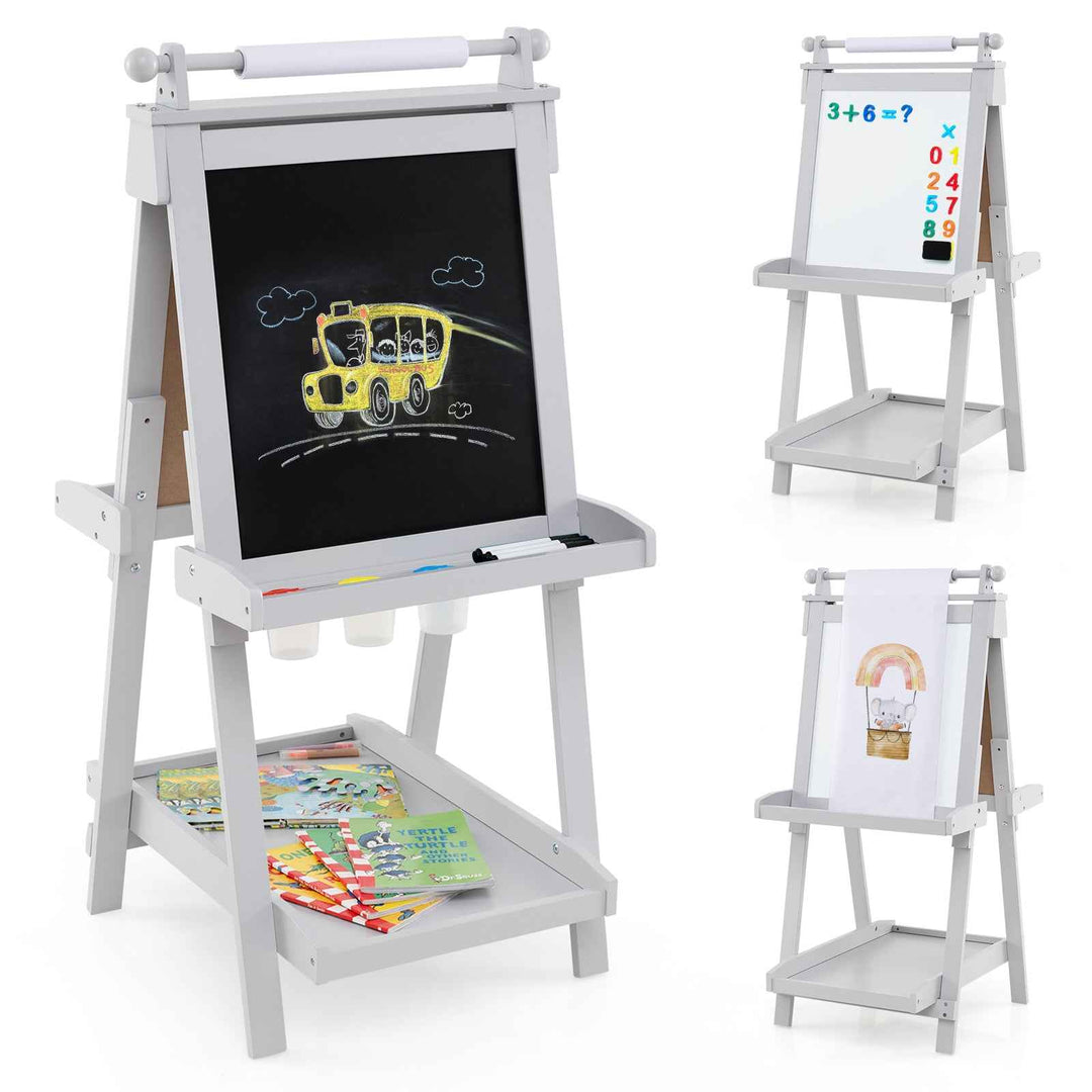 3-in-1 Double-sided Foldable Art Easel for Kids with Multiple Creative Surfaces