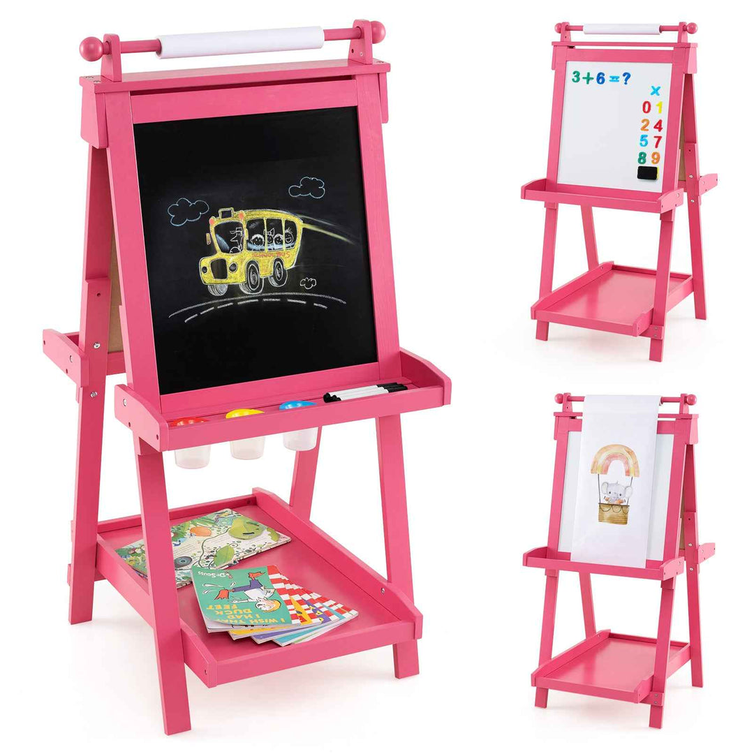 3-in-1 Double-sided Foldable Art Easel for Kids with Multiple Creative Surfaces