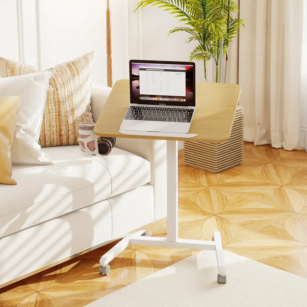 Protable Desktop Foldable Mobile Standing Desk Portable Computer Workstation with Hook ...