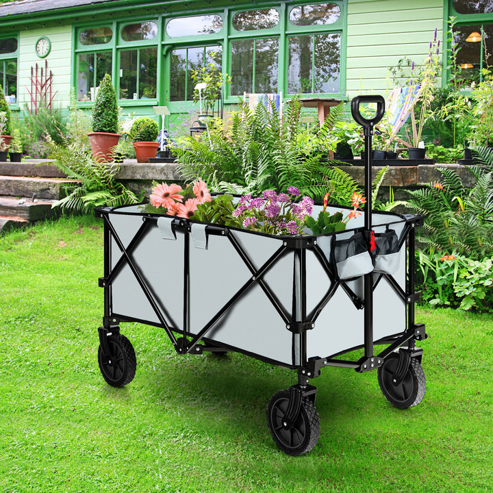 Folding Camping Wagon with Cup Holders and Adjustable Handle - TidySpaces