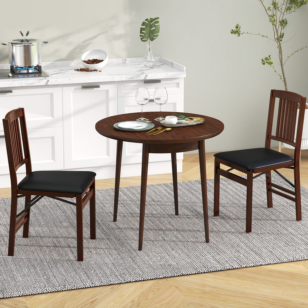 Folding Dining Chairs Set of 2 Upholstered Kitchen Chairs with Padded Seat