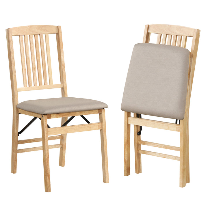 Folding Dining Chairs Set of 2 Upholstered Kitchen Chairs with Padded Seat