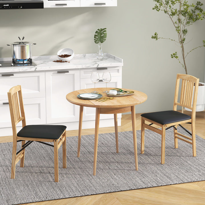 Folding Dining Chairs Set of 2 Upholstered Kitchen Chairs with Padded Seat