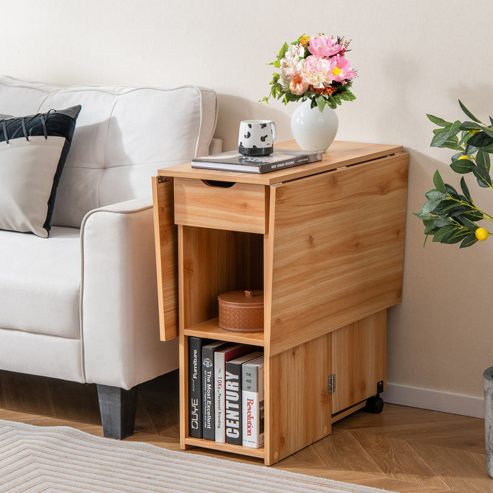 Folding Dining Table with 2 Wheels for Small Spaces