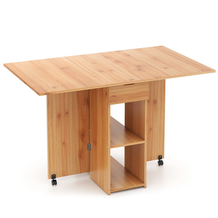 Folding Dining Table with 2 Wheels for Small Spaces