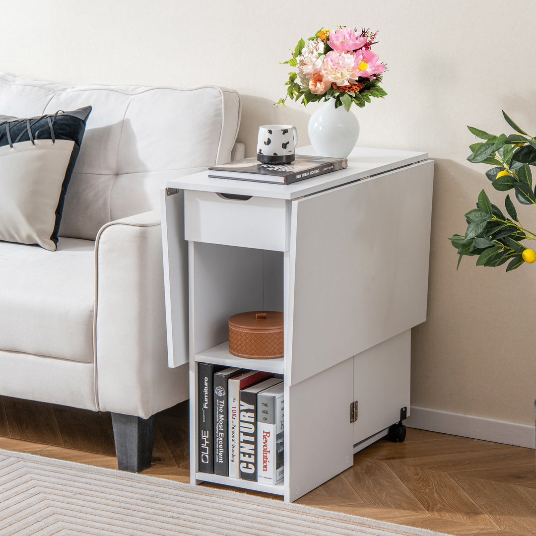 Folding Dining Table with 2 Wheels for Small Spaces