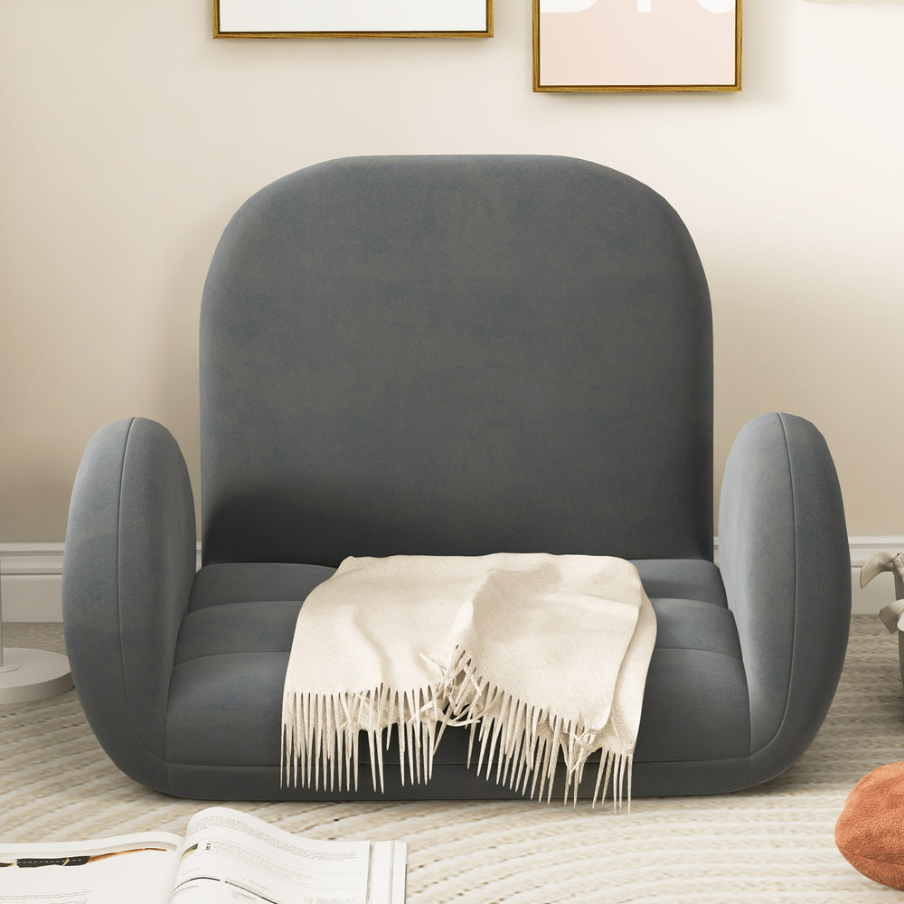 Folding Floor Game Chair with Adjustable Backrest for Adults-Grey - TidySpaces