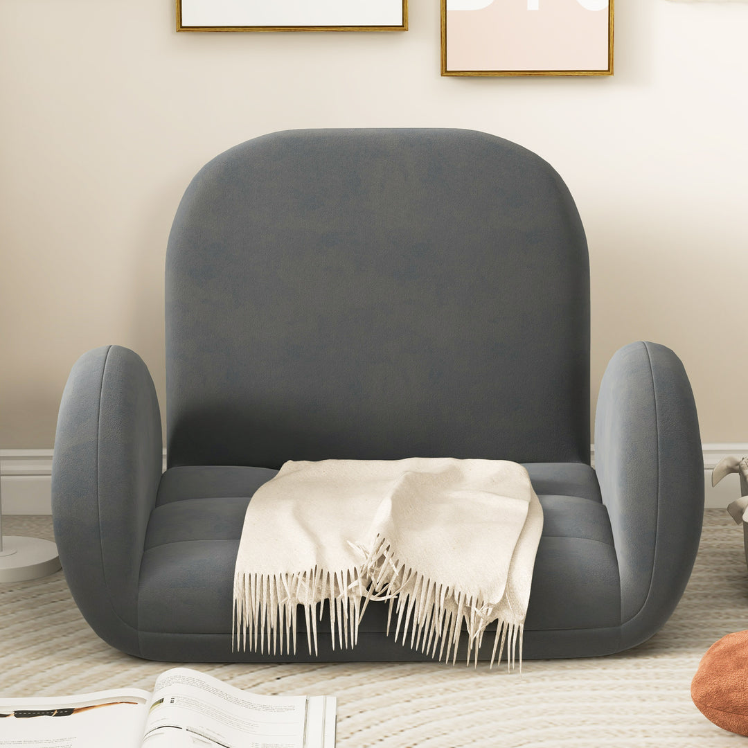 Folding Floor Game Chair with Adjustable Backrest for Adults-Grey - TidySpaces