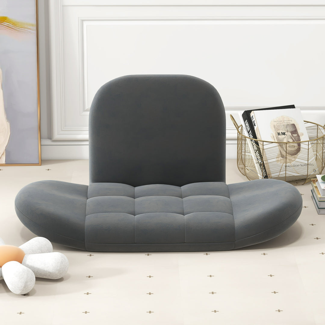 Folding Floor Game Chair with Adjustable Backrest for Adults-Grey - TidySpaces