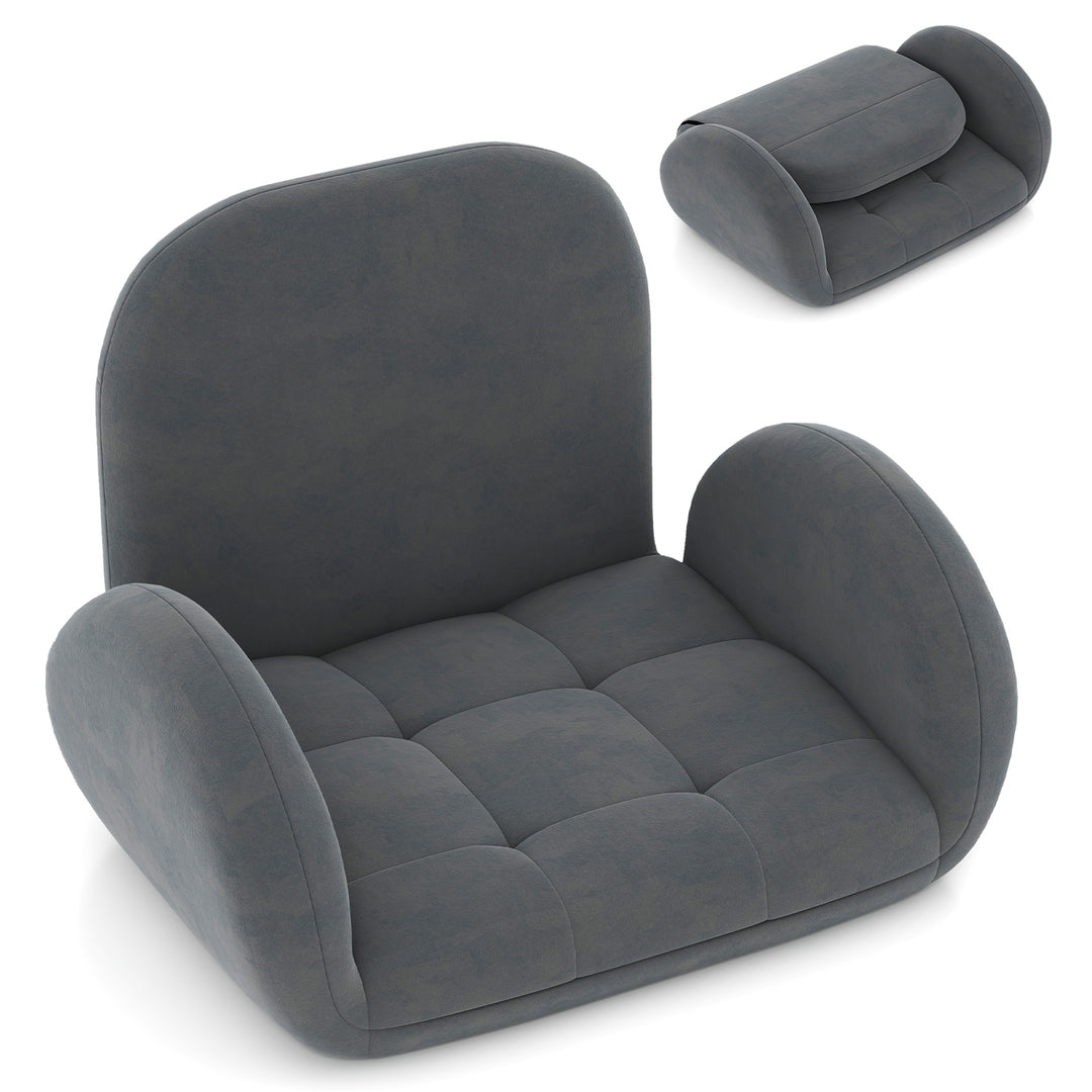 Folding Floor Game Chair with Adjustable Backrest for Adults-Grey - TidySpaces