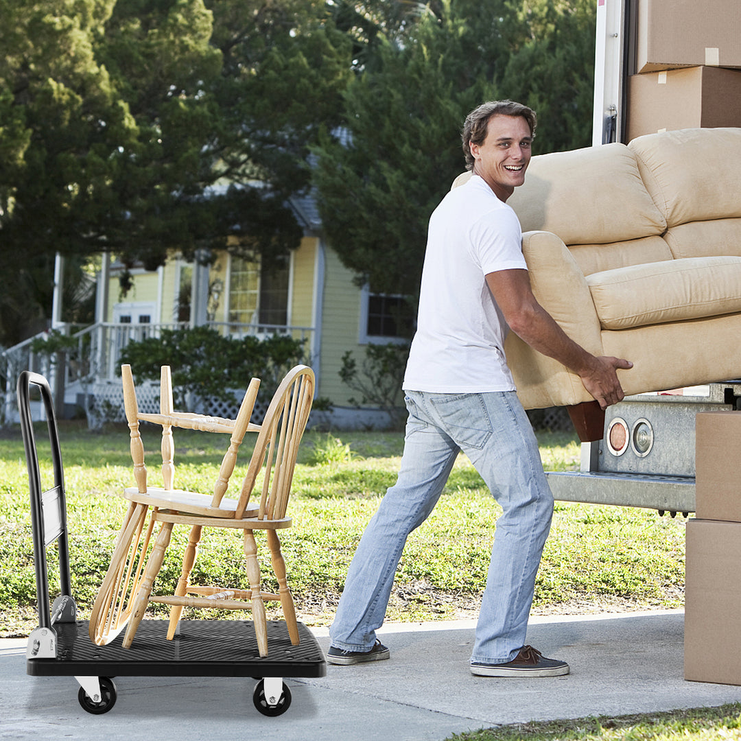 Folding Push Cart Dolly Moving Platform Hand Truck-Black - TidySpaces