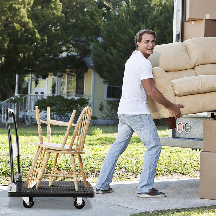 Folding Push Cart Dolly Moving Platform Hand Truck-Black - TidySpaces