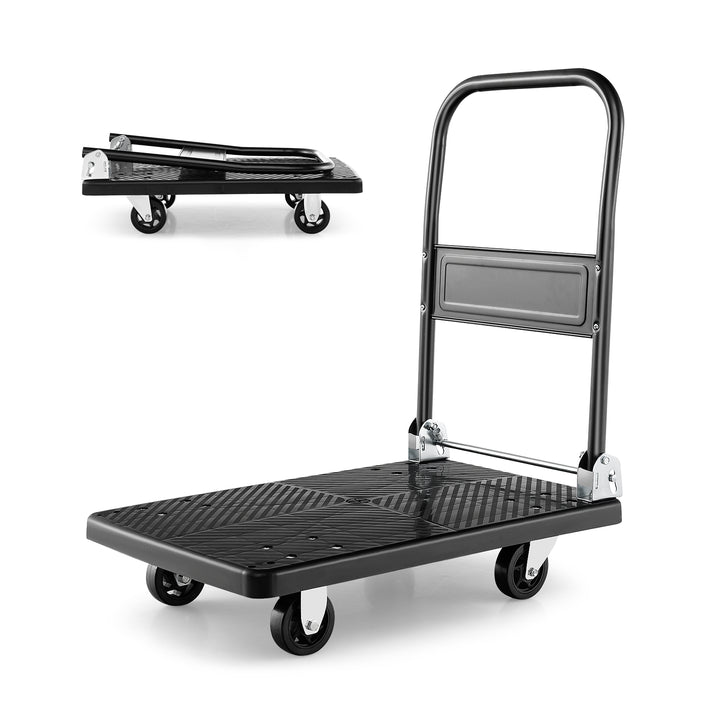 Folding Push Cart Dolly Moving Platform Hand Truck-Black - TidySpaces