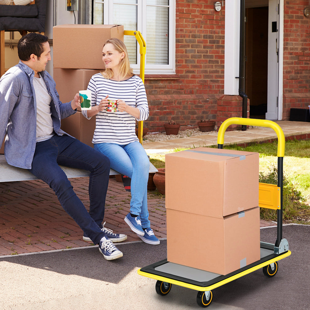 Folding Push Cart Dolly Moving Hand Truck with 360 Degree Swivel Wheels - TidySpaces