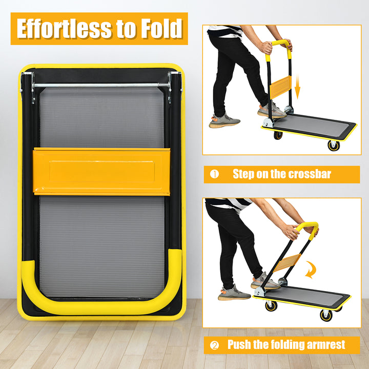 Folding Push Cart Dolly Moving Hand Truck with 360 Degree Swivel Wheels - TidySpaces