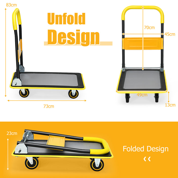 Folding Push Cart Dolly Moving Hand Truck with 360 Degree Swivel Wheels - TidySpaces