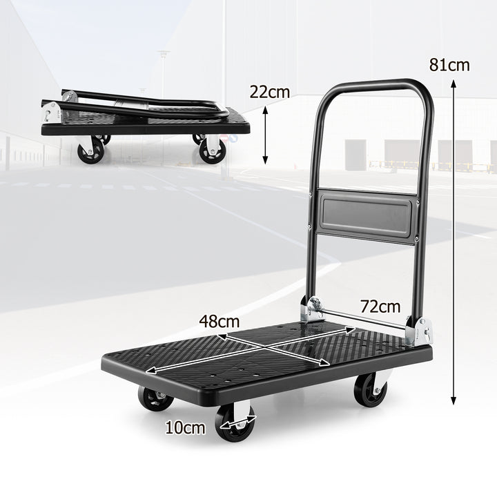 Folding Push Cart Dolly Moving Platform Hand Truck-Black - TidySpaces