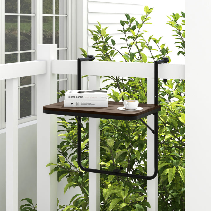 Folding Railing Table with 3 Level Adjustable Height for Patio