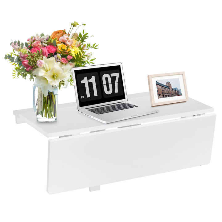 80 x 60 cm Wall Mounted Folding Table Drop Leaf Floating Writing Desk - TidySpaces