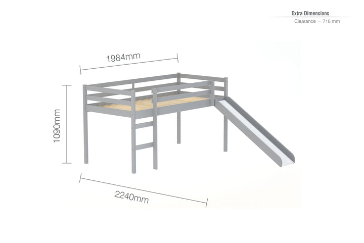 Frankie Midi Sleeper Bed with Fun Slide for Kids Bedroom