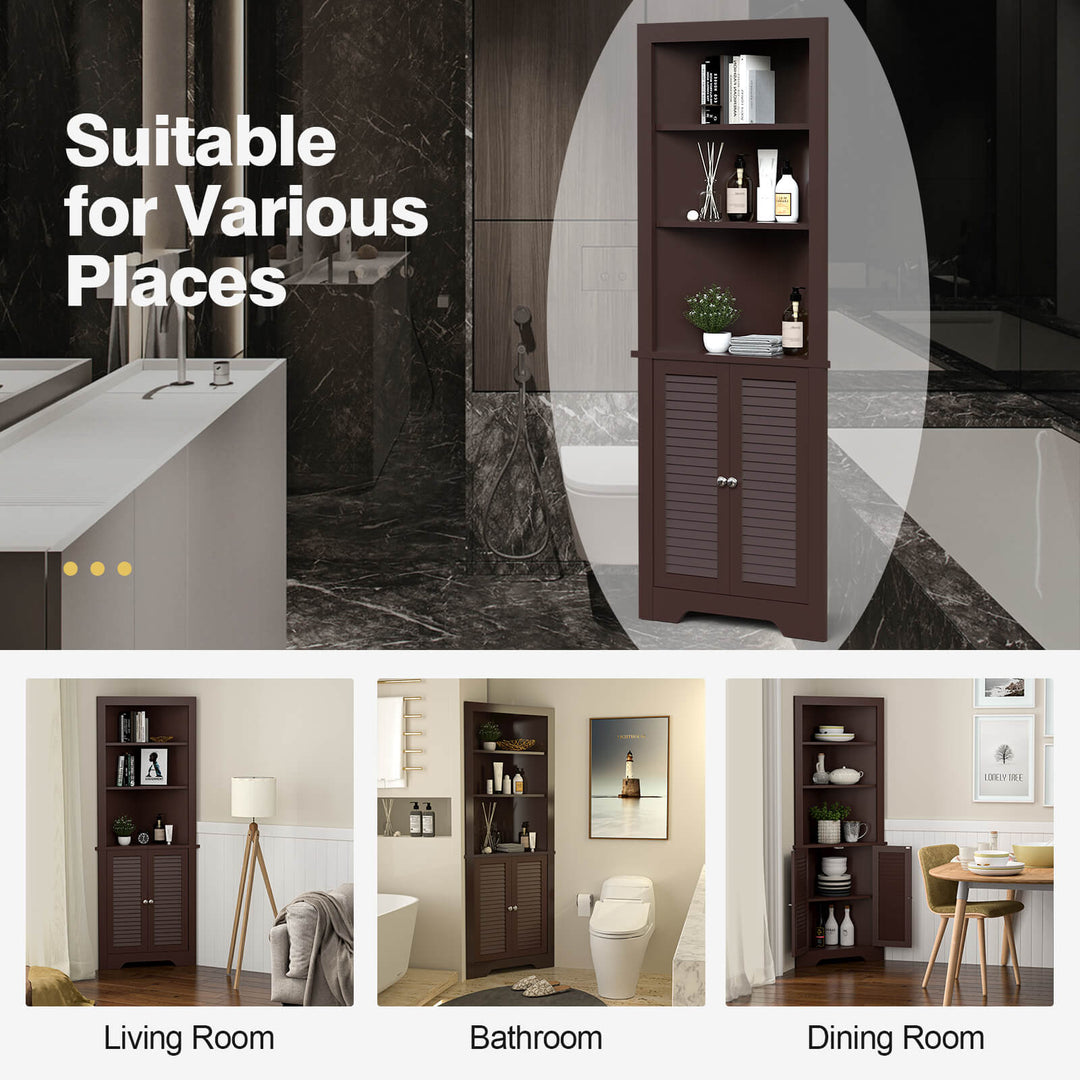 Freestanding Bathroom Corner Cabinet with Shutter Doors - TidySpaces