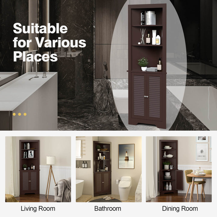 Freestanding Bathroom Corner Cabinet with Shutter Doors - TidySpaces