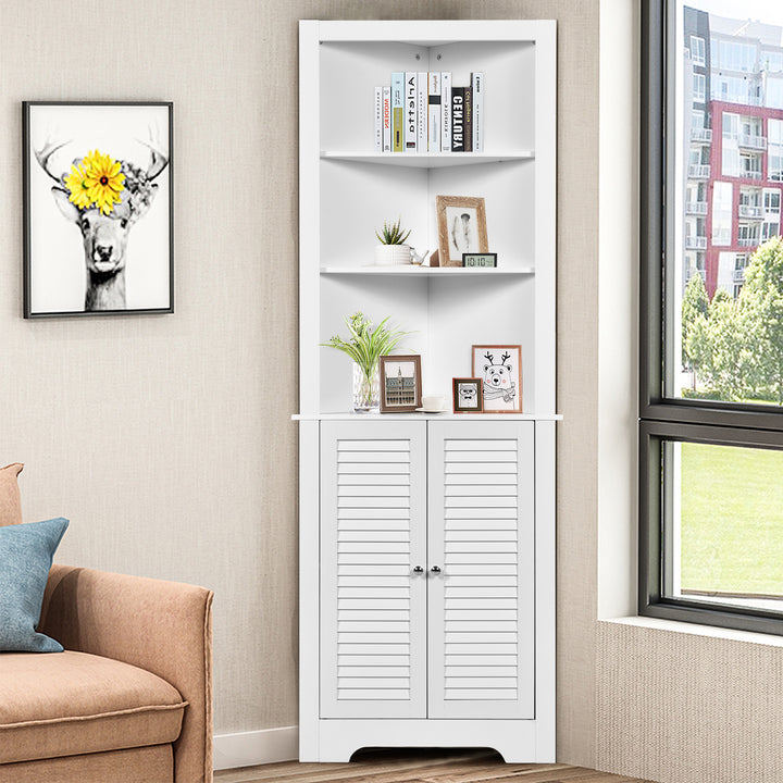Freestanding Bathroom Corner Cabinet with Shutter Doors - TidySpaces