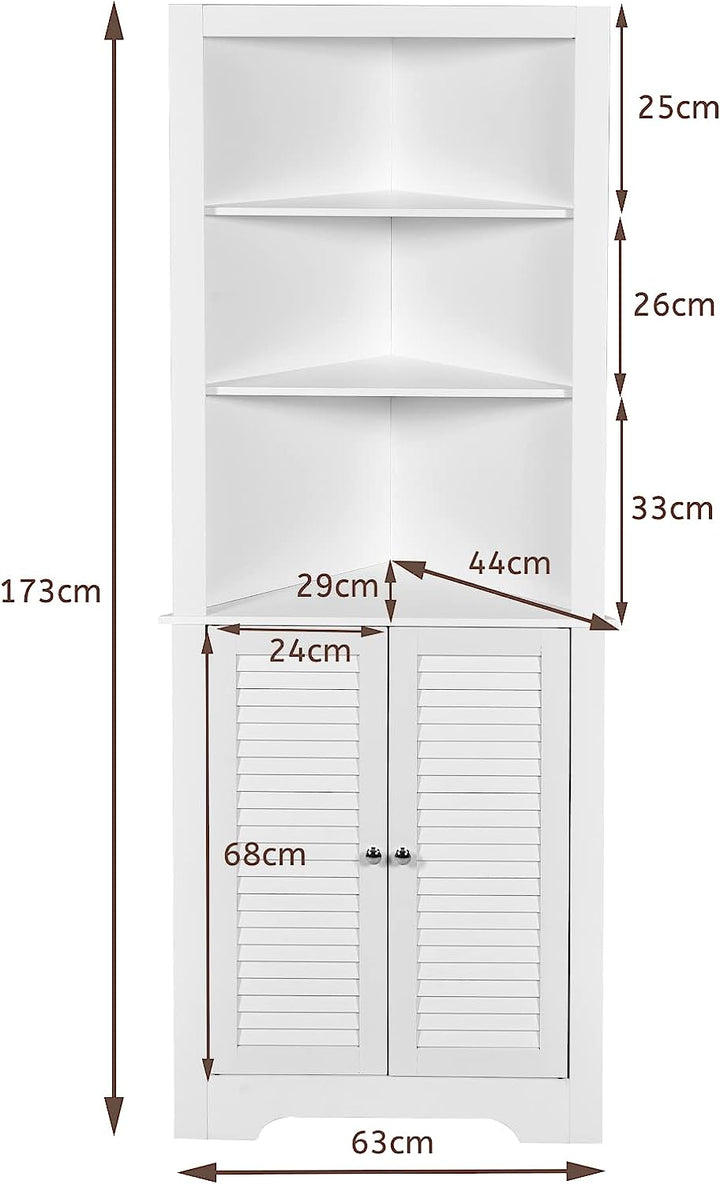 Freestanding Bathroom Corner Cabinet with Shutter Doors - TidySpaces