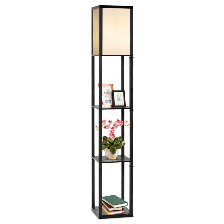 Freestanding Floor Lamp with 3-Tier Storage Shelf Tier Storage Shelf - TidySpaces