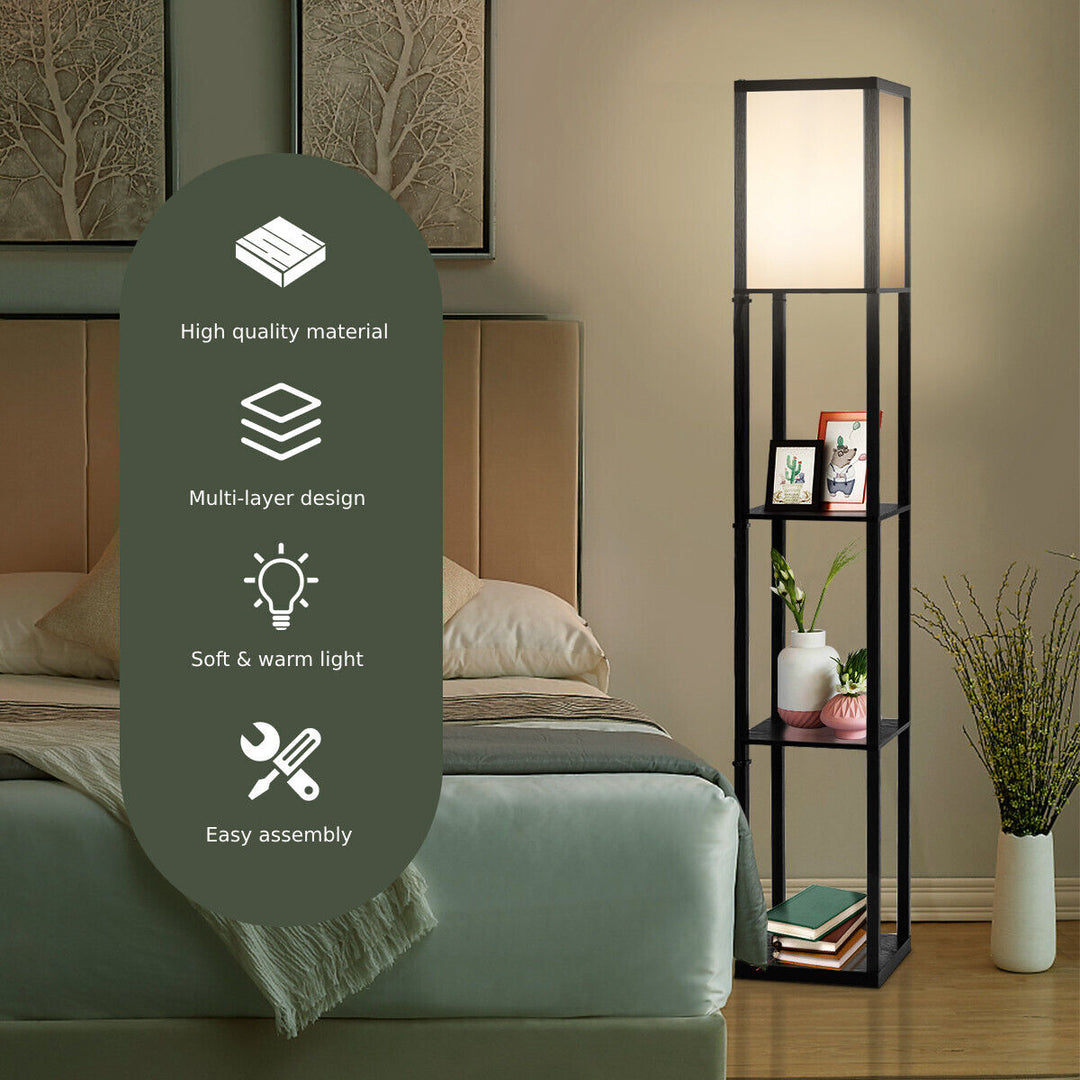 Freestanding Floor Lamp with 3-Tier Storage Shelf - TidySpaces