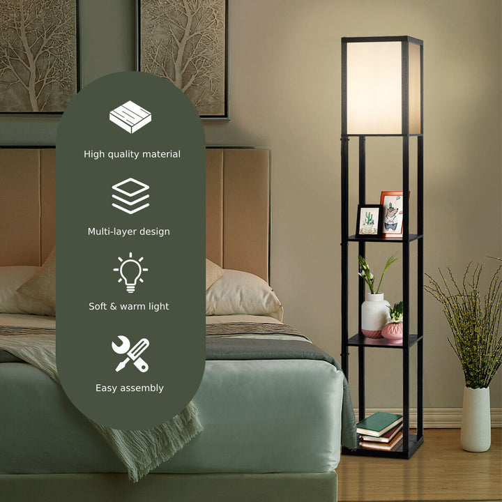 Freestanding Floor Lamp with 3-Tier Storage Shelf - TidySpaces