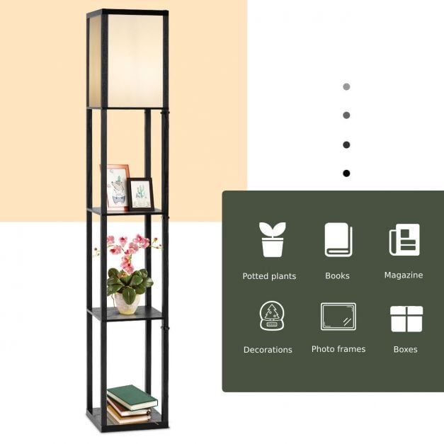 Freestanding Floor Lamp with 3-Tier Storage Shelf - TidySpaces