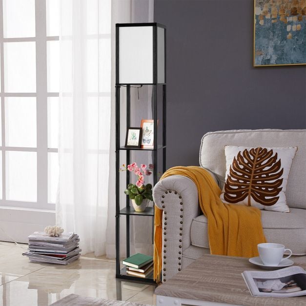 Freestanding Floor Lamp with 3-Tier Storage Shelf - TidySpaces
