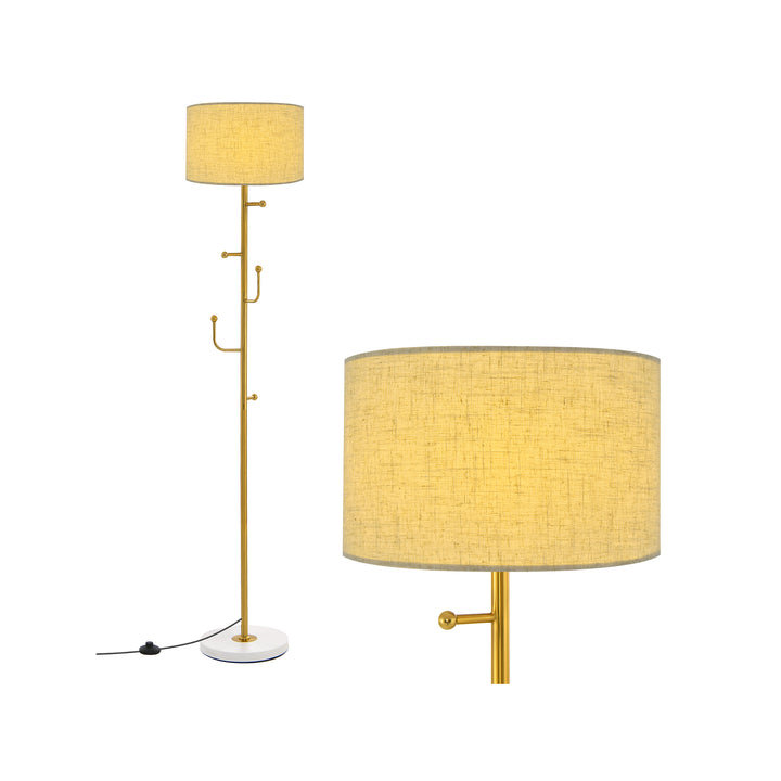 Freestanding Floor Lamp with Coat Rack and Foot Switch - TidySpaces