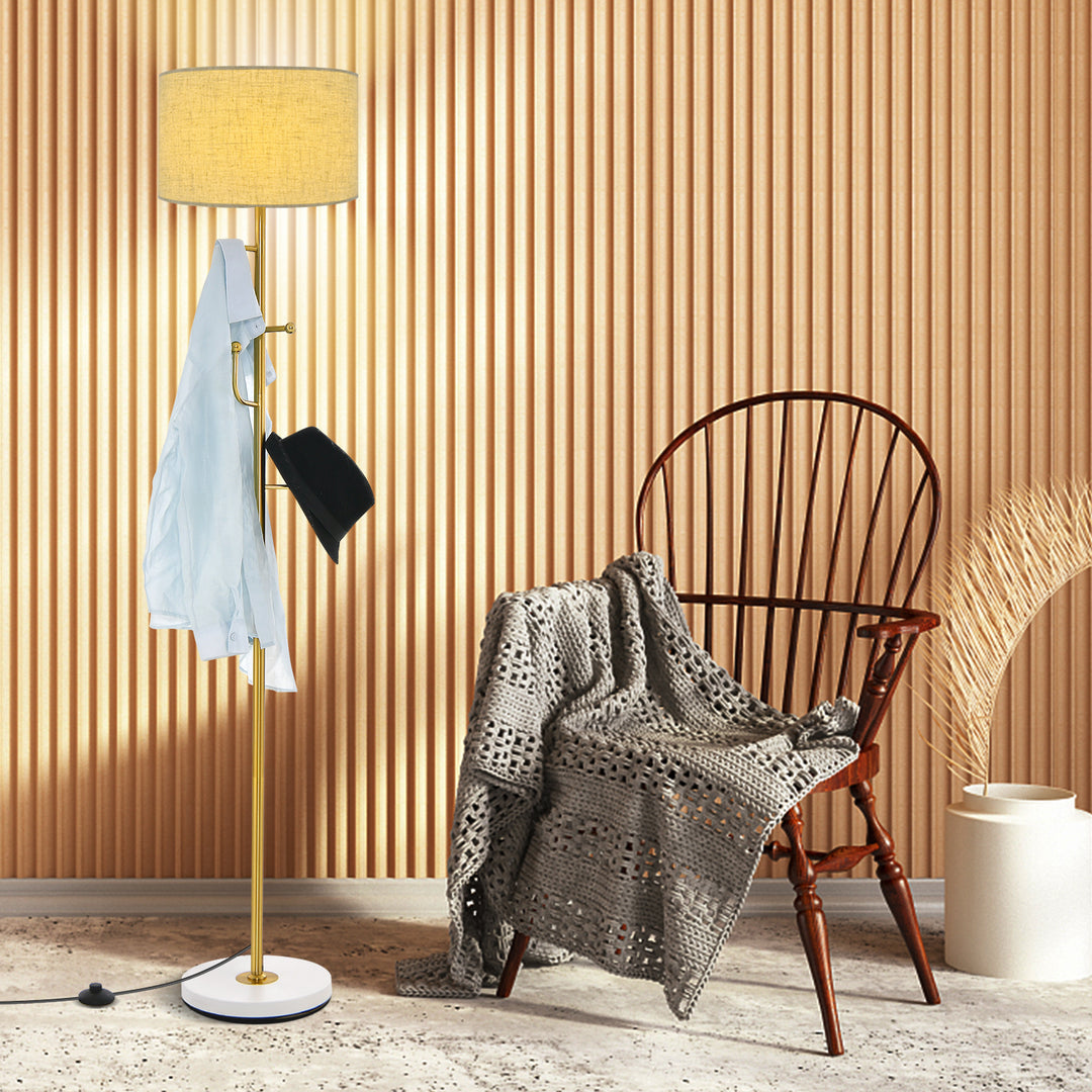 Freestanding Floor Lamp with Coat Rack and Foot Switch - TidySpaces
