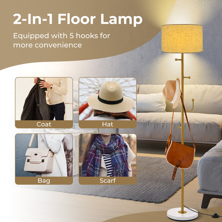 Freestanding Floor Lamp with Coat Rack and Foot Switch - TidySpaces