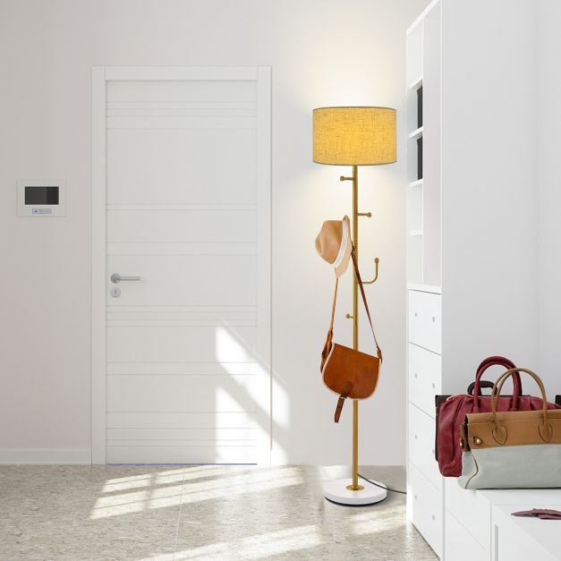 Freestanding Floor Lamp with Coat Rack and Foot Switch - TidySpaces