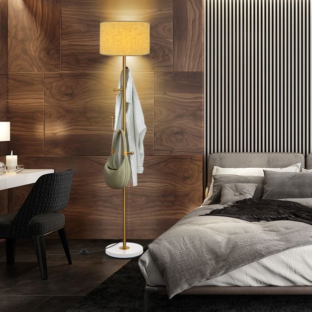 Freestanding Floor Lamp with Coat Rack and Foot Switch - TidySpaces