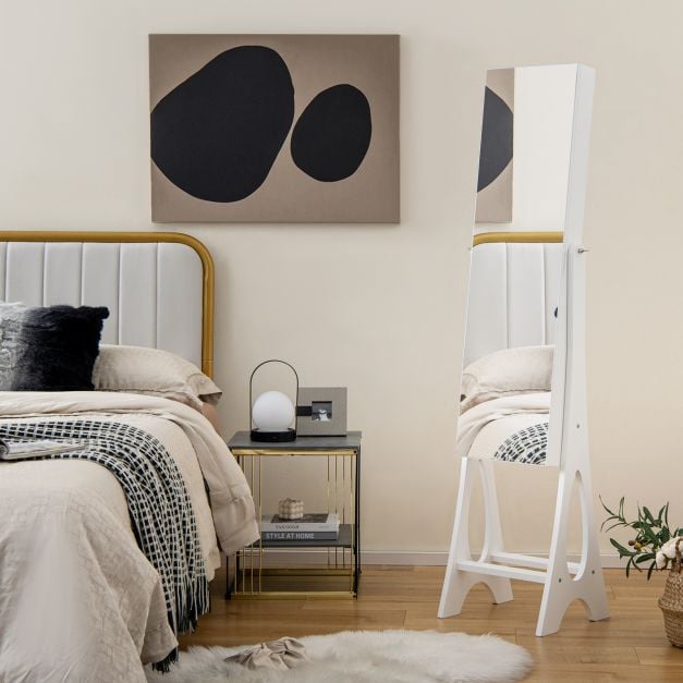 Freestanding Mirror Jewellery Cabinet with Full Length Frameless Mirror - TidySpaces