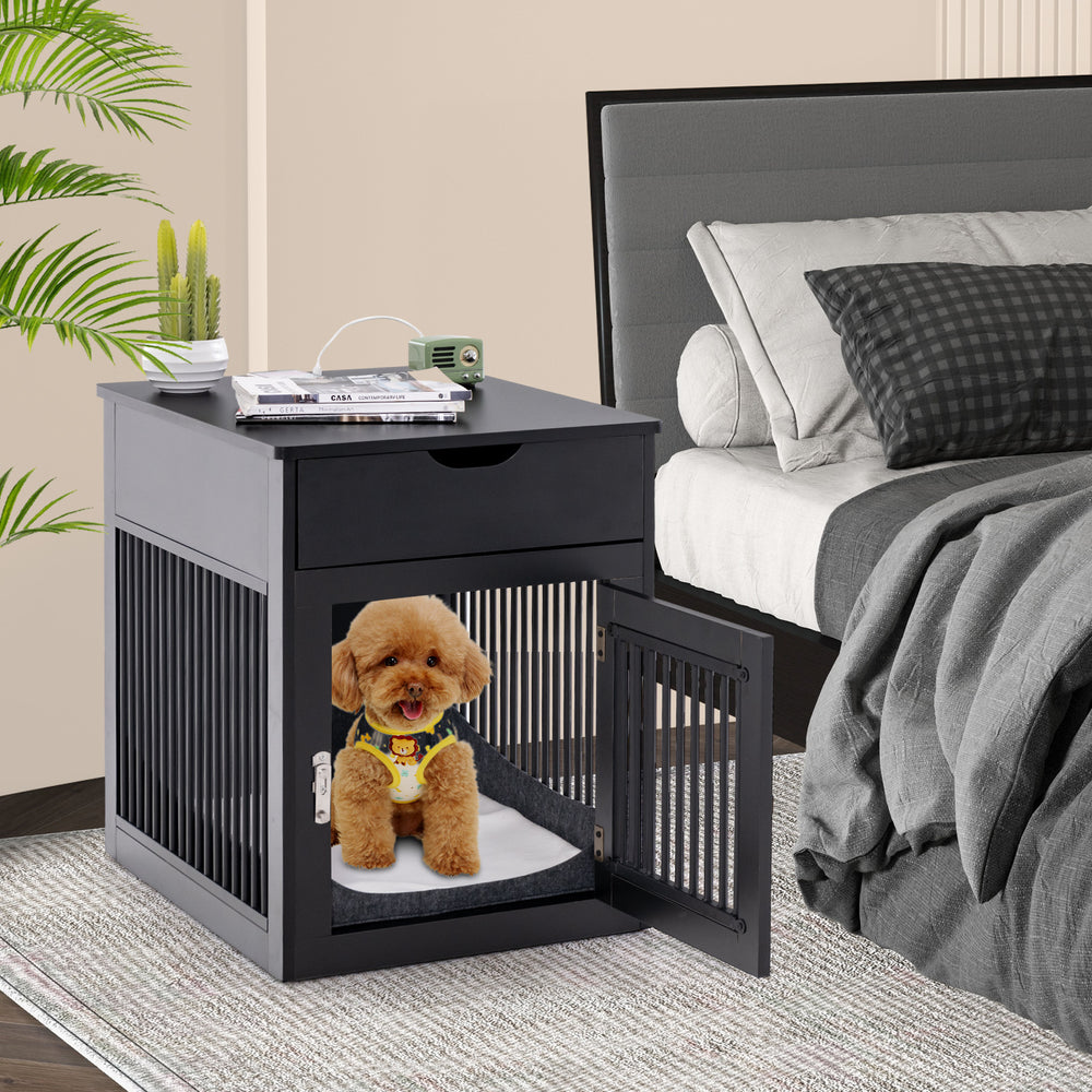 Furniture Style Dog Crate with Wired and Wireless Charging - TidySpaces