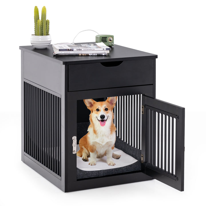 Furniture Style Dog Crate with Wired and Wireless Charging - TidySpaces