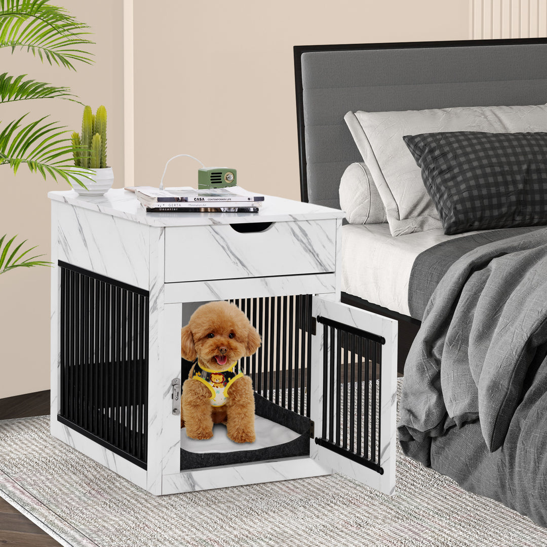 Furniture Style Dog Crate with Wired and Wireless Charging - TidySpaces