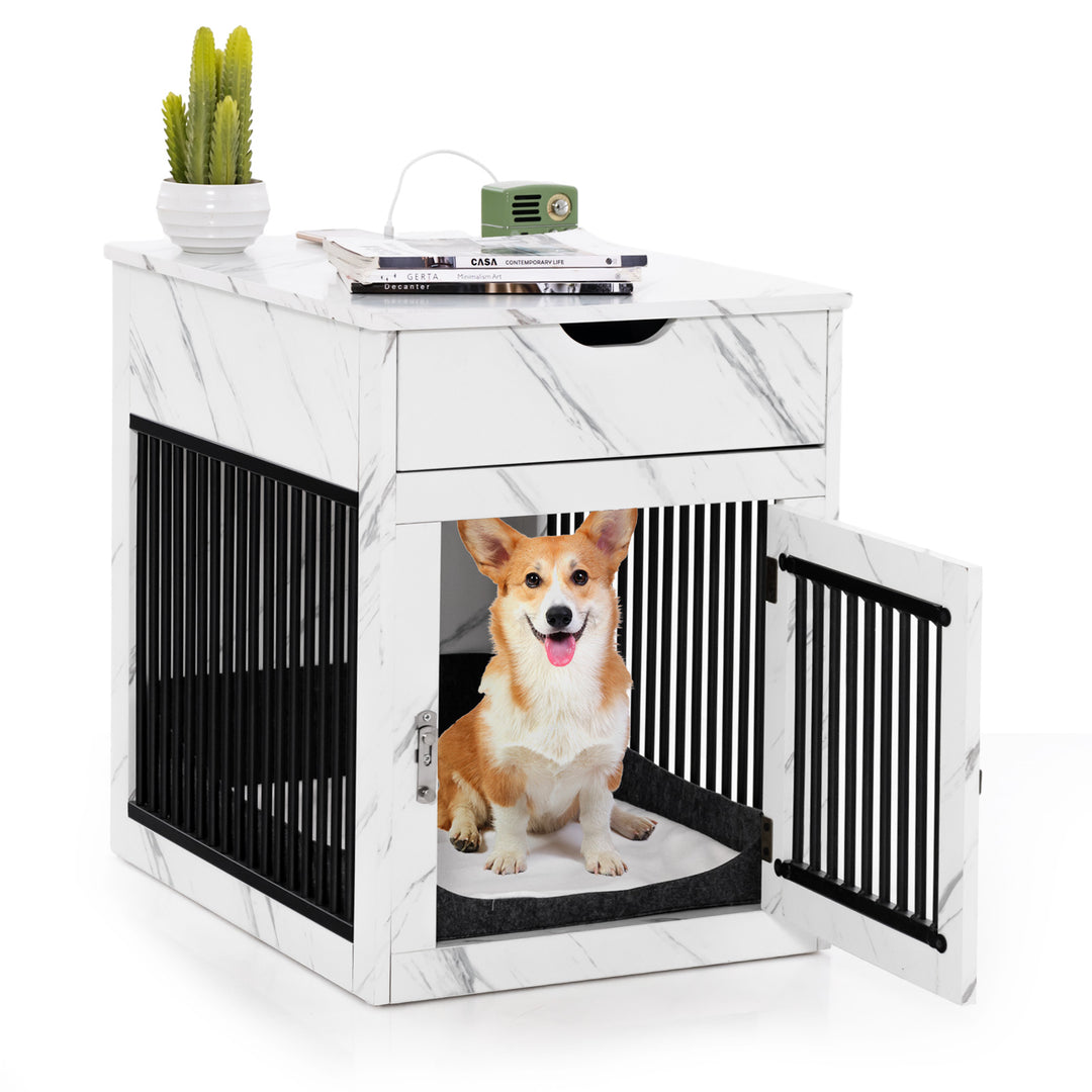Furniture Style Dog Crate with Wired and Wireless Charging - TidySpaces