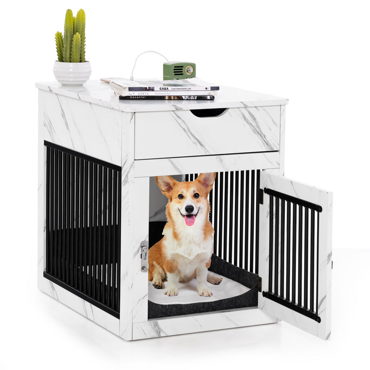 Furniture Style Dog Crate with Wired and Wireless Charging - TidySpaces