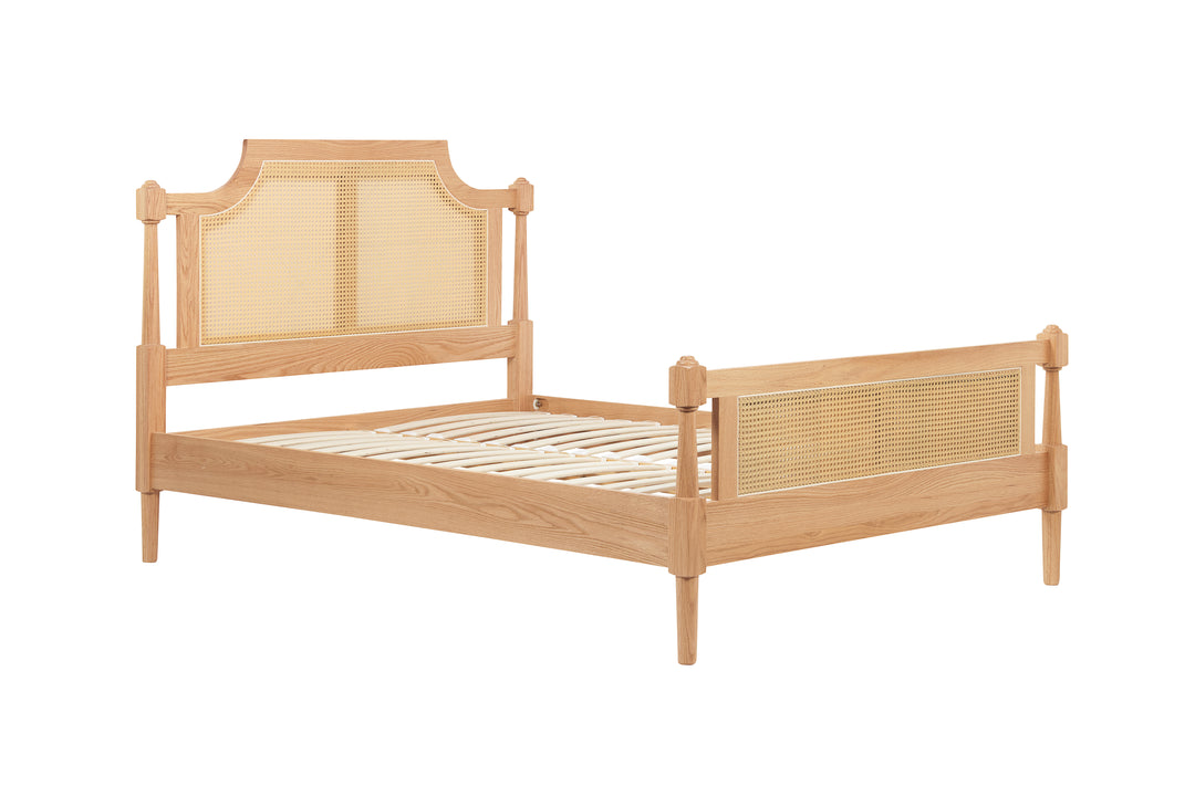 Geneva Rattan Bed with Oak Grain Finish for Timeless Elegance