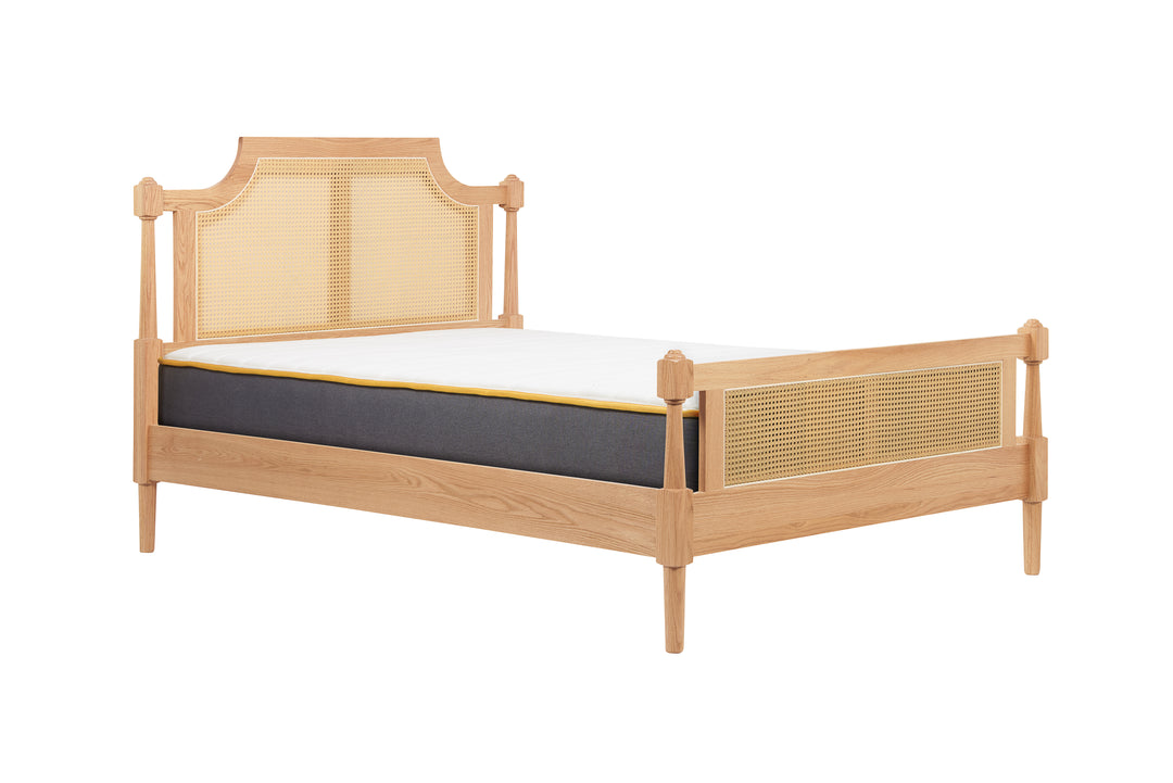 Geneva Rattan Bed with Oak Grain Finish for Timeless Elegance