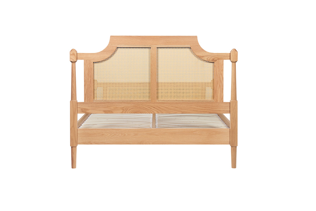 Geneva Rattan Bed with Oak Grain Finish for Timeless Elegance
