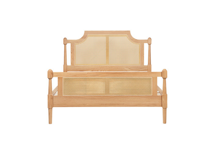 Geneva Rattan Bed with Oak Grain Finish for Timeless Elegance