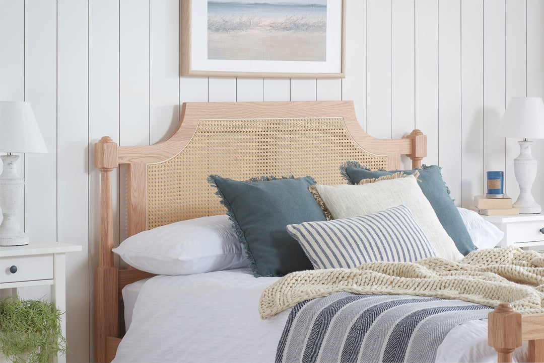 Geneva Rattan Bed with Oak Grain Finish for Timeless Elegance